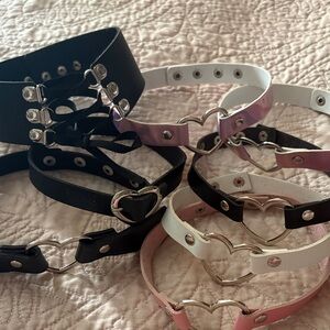 Stylish Black and Pink Heart Choker Set